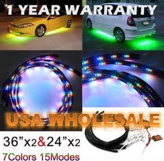 Color LED Under Car Glow Underbody System Neon Lights Kit 48 x 2 