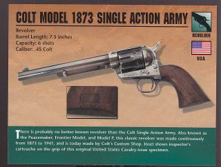 COLT MODEL 1873 SINGLE ACTION ARMY .45 Atlas Classic Firearms Gun CARD