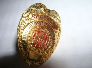 UNIVERSITY California POLICE Sergeant Mini Gold Badge Pin Tie Tac USC