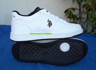 NEW US POLO ASSN CASUAL WHITE BLACK SNEAKERS LOW TOP MEN SHOES SIZES 7 