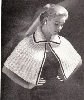   chic 1950s collared shoulder cape crochet pattern free UK postage