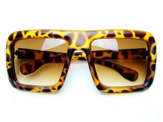 New Unisex Square Flat Top Sunglasses in Brown Tortoise FT102