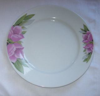 MZ Czechoslovakia Salad Luncheon Plate Pink Flowers Green Leaves