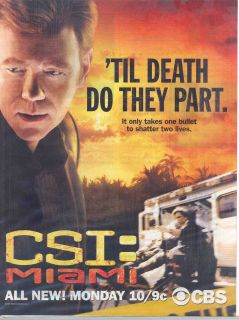 David Caruso, TVs CSI Miami, 2006 Magazine Print Ad, Free WW S/H