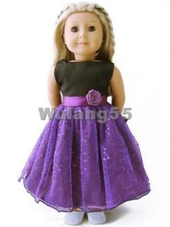 Handmade Purple Party Dress fits 18 American Girl doll