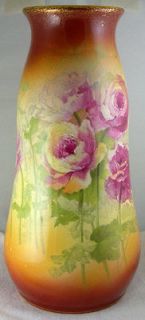 Vintage Antique Royal Bonn Germany Franz Anton Mehlem Floral Vase 9½ 