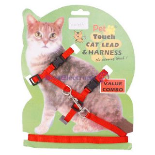Pet Cat Value Kitten Belt Adjustable Harness + Lead Leash Red