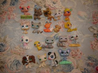 Lot of 19 Littlest Pet Shop Toys Cats Dog Sheep Zebra Crab Cheetah 