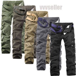 MENS CASUAL MILITARY POCKETS CARGO CAMO COMBAT PANTS TROUSERS SIZE 31 