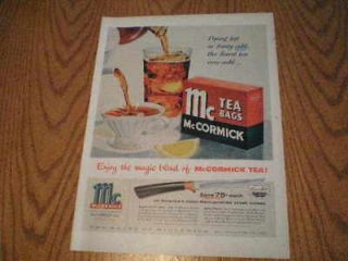1955 Mccormick Tea Bags Ad Carvel Hall Knife