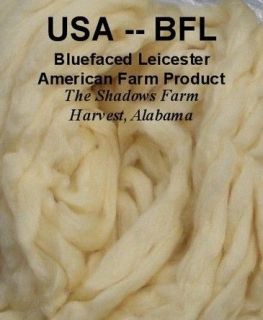 USA BFL Blue Face Leicester White Wool Roving Top Spinning Wheel 