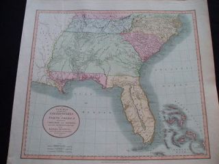 1806 John Cary Map Southern United States Louisiana Territory Very 