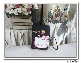 Lovely Portable Black Fabric Hello Kitty ID Bank Credit Card Holders