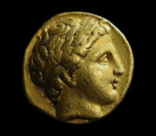 APHRODITE  ANCIENT GREEK GOLD STATER, PHILLIP II, PELLA MINT