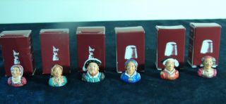 Carol Ann Miniatures Pewter Thimbles Henry VIII & Wives