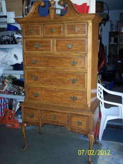 VINTAGE PECAN HIGHBOY TALL CHEST OF DRAWERS BY DIXIE MANUFACTORING 