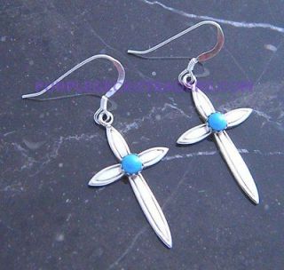 Navajo Sterling Silver .925 Turquoise Cross Earrings EAR9171