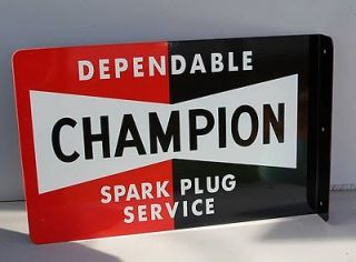 CHAMPION SPARK PLUG Bowtie FLANGE SIGN Diecut Gas Oil reissue