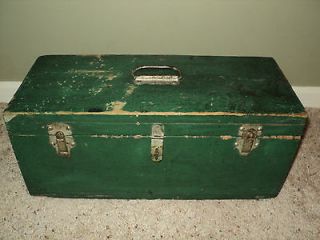 ANTIQUE PRIMITIVE TOOL BOX, HAND MADE. ORIGINAL PAINT & HARDWARE 1920 