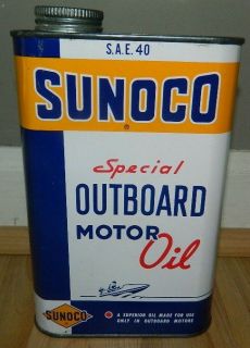 RARE Vintage 1953 SUNOCO Special Outboard Motor Oil 1 Quart Can NOS 