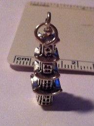Sterling Silver Large 3D Chinese Japanese Pagoda Charm