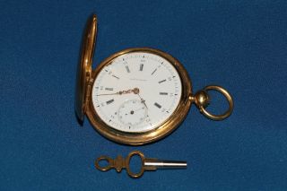   Jacot Charles 18K Gold Pocket Watch Chaux de Fonds Key Wind Rare