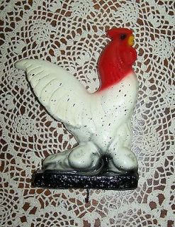 Vintage Chalkware Rooster Key Holder Wall Hanging Hook Chalk Chicken