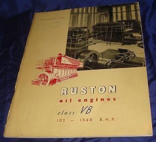 BH838 Vtg Ruston Oil Engines Class VB 102   1560 B.H.P. Sales Brochure