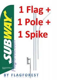 one) 15 SUBWAY green SWOOPER #3 FEATHER FLAG KIT with pole+spike
