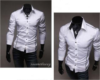 Mens Luxury Casual Slim fit Stylish Dress Shirt 3Colors 4Size E535