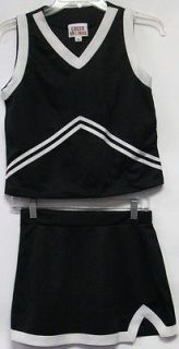 Cheer Kids MotionWear Cheerleading Outfit Black V Neck Notch Skirt 16
