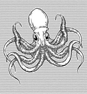 Animal Lively Octopus Black Bathroom Beautiful Fabric Shower Curtain 