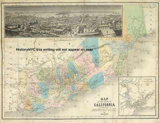 1860 UNUSUAL LARGE WALL MAP OF CALIFORNIA