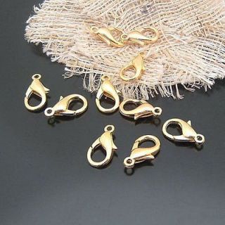 100 pcs gold plated alloy lobster clasps hooks Jewelry findings 12mm