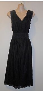 Charter Club size 14 Cotton V neck lace lined Sleeveless Little black 