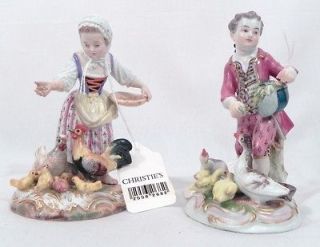 Set of Two Antique Meissen Porcelain Figurines Children