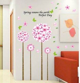 Spring flowers Removable Wall Sticker Decals Home decor Room Decal DIY