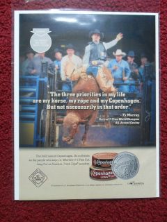 2003 Print Ad Copenhagen Smokeless Tobacco ~ Ty Murray Rodeo Bull 