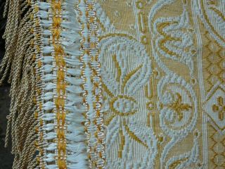   Regency Woven Gold White Heavy Fringe Bedspread Throw 80 x 93