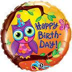 Owl Hippie Chick (1) 18 Happy Birthday Mylar Foil Balloon