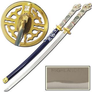 Handmade Full Tang Highlander Connor Macleod Katana Sword Blue *New*