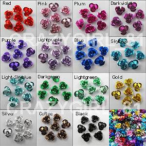 6mm,8mm,12mm Flower Rose Aluminum Spacer Bead 15Colors 1 Or Mixed R305