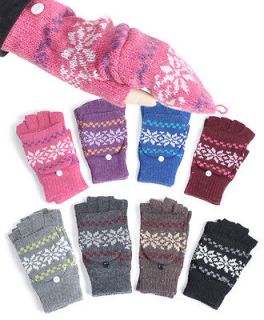 Snowflake Pt Fingerless Gloves w/Mitten Cover (LG2114A)