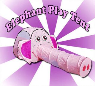 PINK ELEPHANT HEAD ANIMAL PLAY POP UP TENT / GIRLS / TUNNEL TUBE 