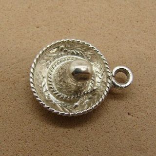 Sterling Silver Small Mexico Sombrero Hat Souvenir Bracelet Charm