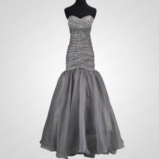 Charming Grey Sweetheart Mermaid Beaded Organza Prom Gowns Evening 