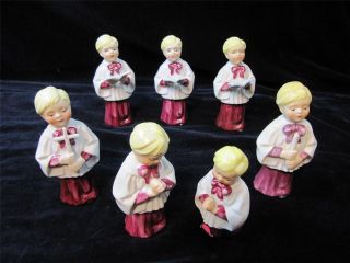 Vintage Christmas Set of 7 Choir boy Figurines NB Japan Florence 