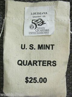 2002 Louisiana D Mint Quarter Sewn Bag #724d