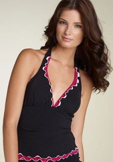 Womens Profile Halter Tankini Swim Suit Swimsuit Top Black Raspberry 