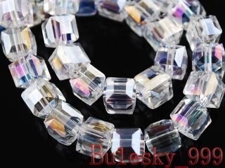 Faceted Glass Crystal Charm Cube Square Charms Finding Spacer Loose 
